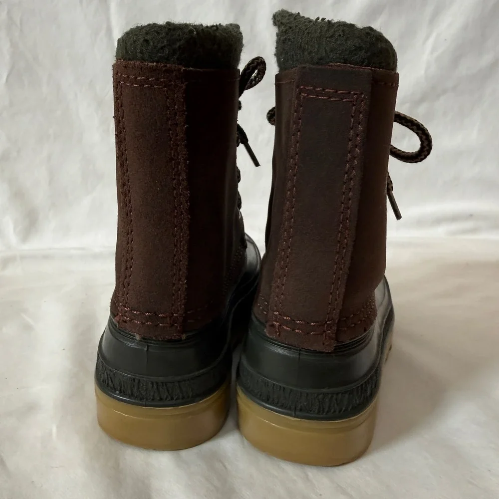 Kamik Kids Winter Snow Boots Brown Waterproof Duck Boots Size 8 Made in Canada